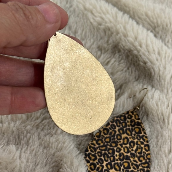Leopard Print Teardrop Earrings | Lightweight Statement - Picture 2 of 2